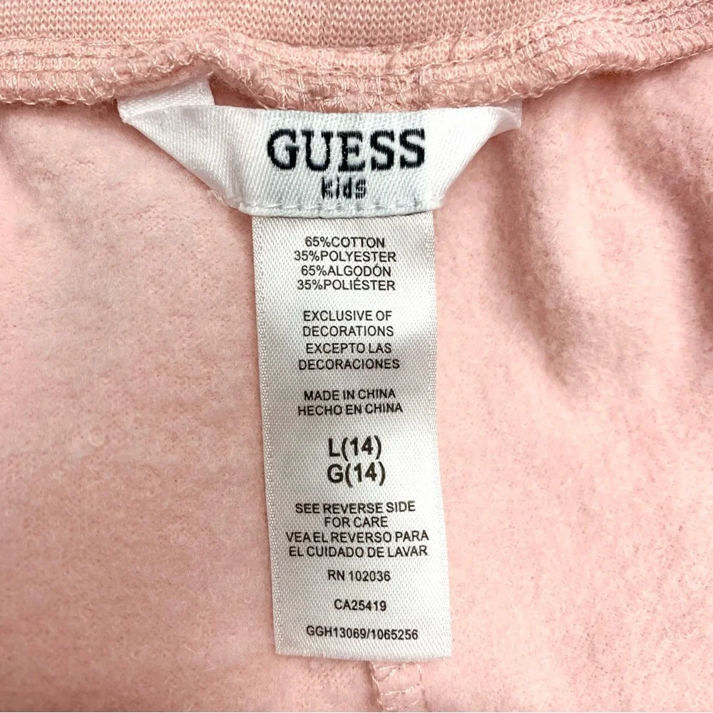 Guess Jogger‎ Sweatpants Girls Size Large 14 Pink Side Stripe Logo NEW